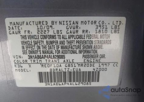 2010 Nissan Sentra 2.0S from USA, damaged, VIN 3N1AB6AP4AL629085